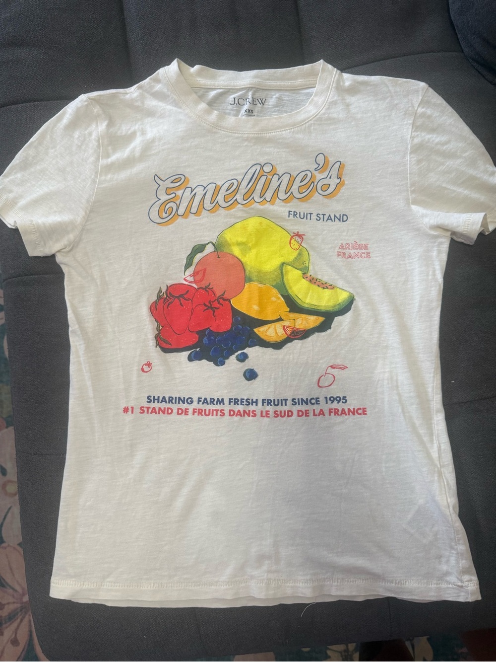 J. Crew women’s Fruit Graphic Tee with Yellow and Red Accents